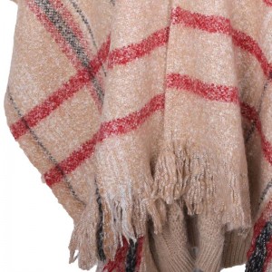 100% Wool Elegant Striped Women Shawl With Tassel