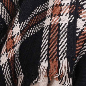 55% Wool 45% Organic Cotton Patterned Shawl Female Wrap