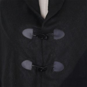 Women’s Black Loose horn button shawl 100% acrylic