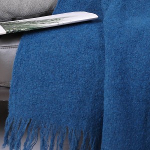 Blue Plush sofa nap blanket 62% wool 22% Mohair 16% nylon